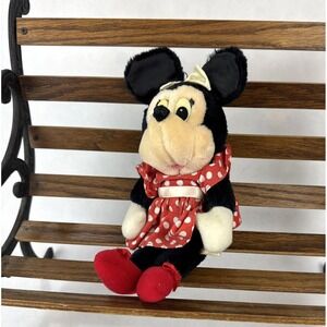 Vintage Applause Minnie Mouse Plush Red Polka Dot Dress Stuffed Toy 12 inch 2375